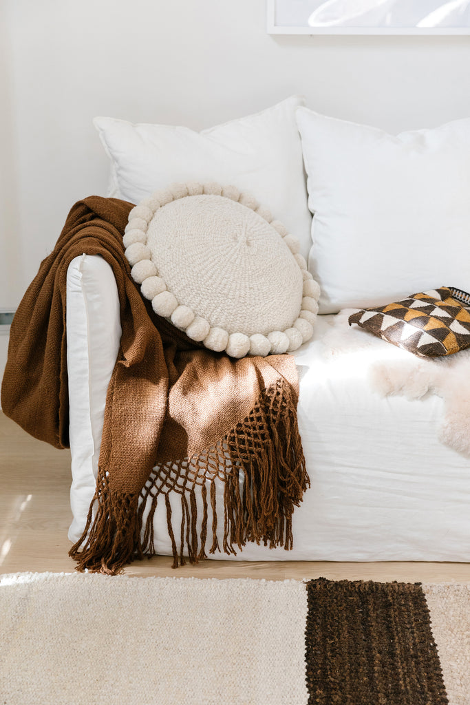 Classica Pom Pom Cushion Large | Natural