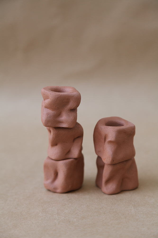 Candle Holder Pinched  | Terra