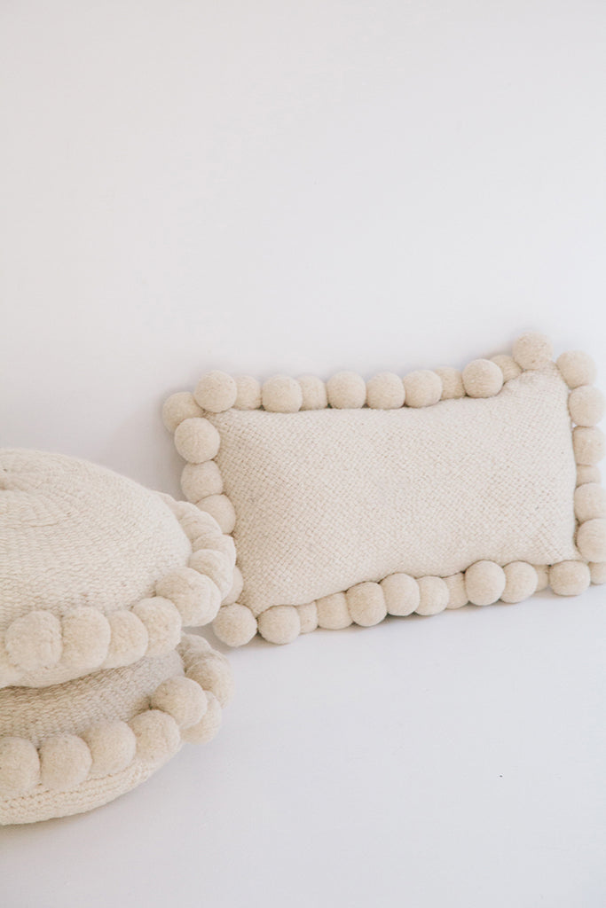 Monte Lumbar Pom Pom Cushion #2 | Natural