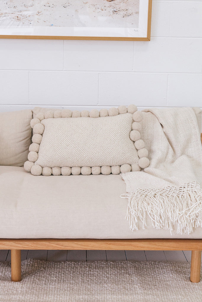 Classica Lumbar Pom Pom Cushion #2 | Natural