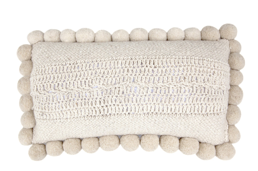 Classica Lumbar Pom Pom Cushion #2 | Natural