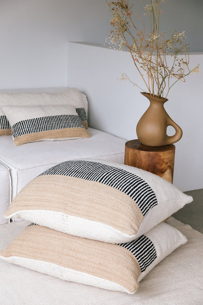 Paloma Floor Cushion | Natural & Sand & Black