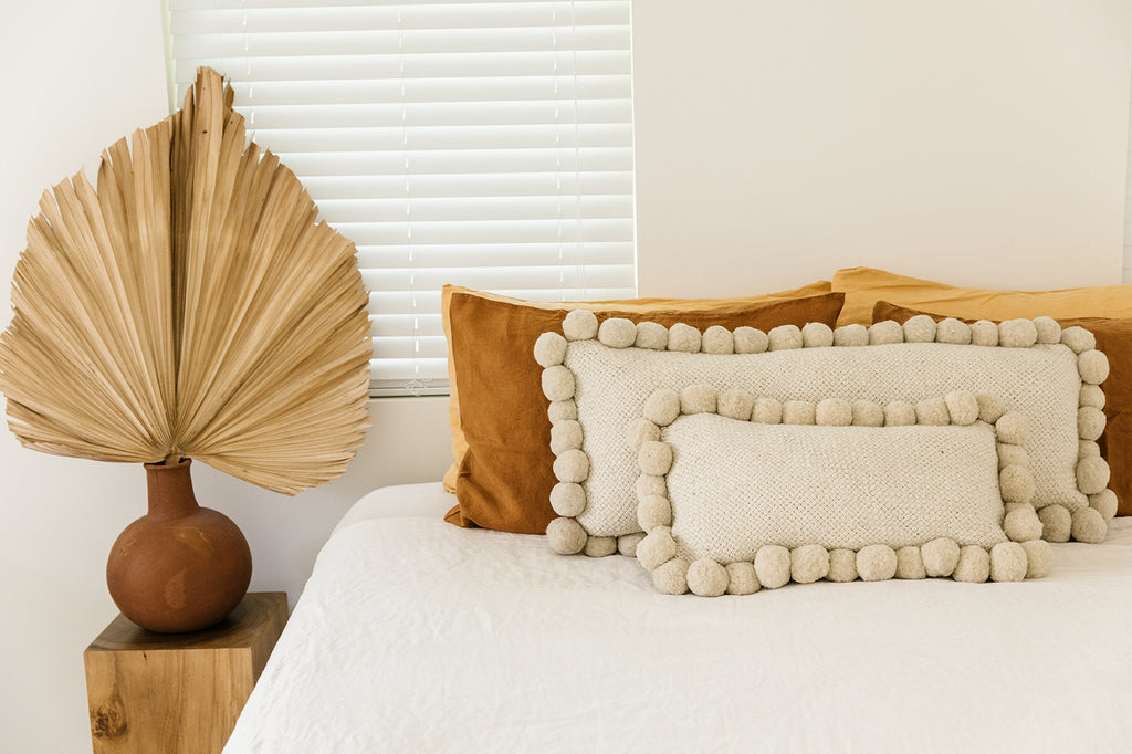 Classica Lumbar Pom Pom Cushion #2 | Natural