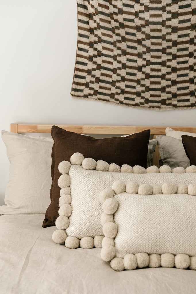 Monte XL Lumbar Pom Pom Cushion #2 | Natural