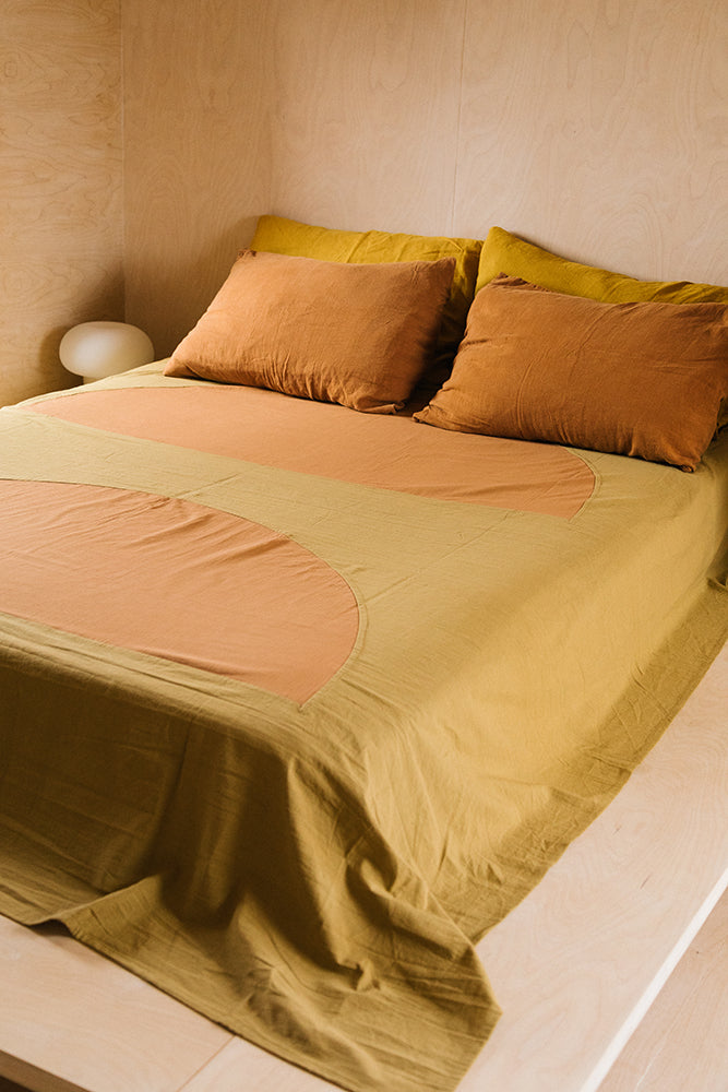 Luna Bed Throw Sample | Mustard & Rust
