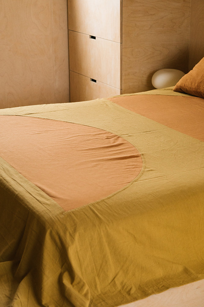 Luna Bed Throw Sample | Mustard & Rust