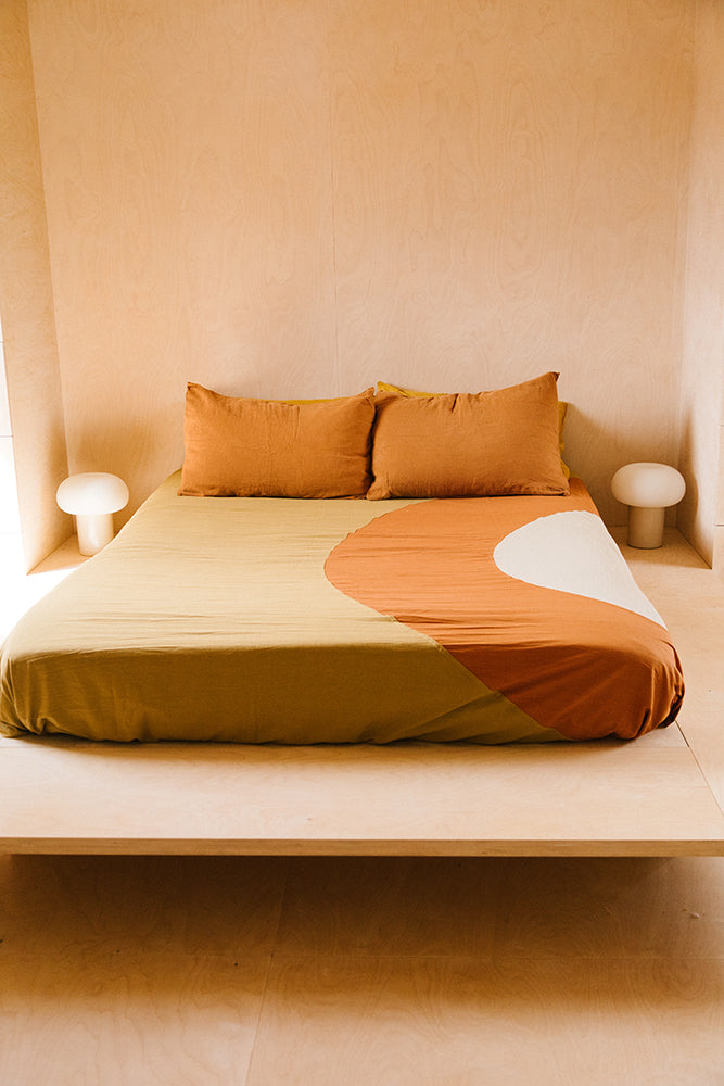Rainbow Bed Throw Sample | Mustard & Rust & Bone