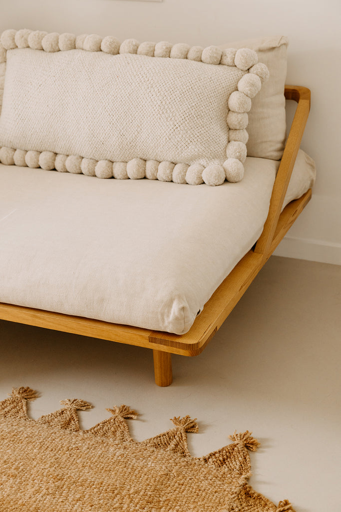 Classica XL Lumbar Pom Pom Cushion | Natural