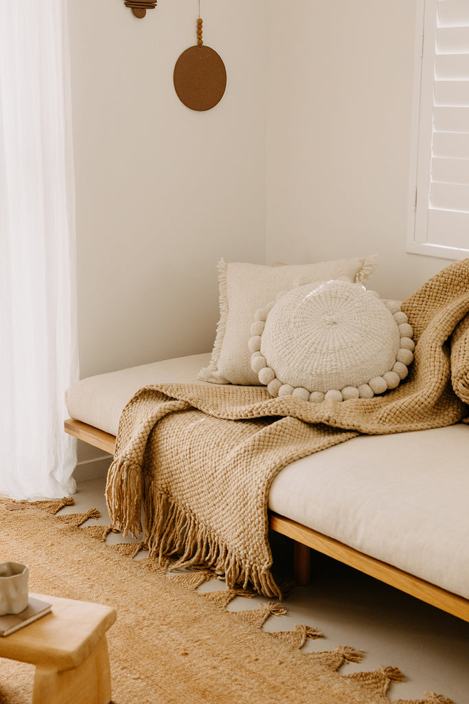 Classica Pom Pom Cushion Large | Natural