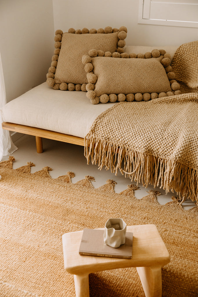 Classica Lumbar Pom Pom Cushion | Sand