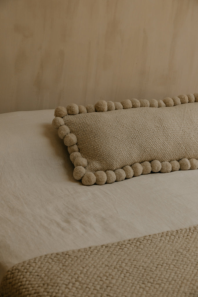 Classica XL Lumbar Pom Pom Cushion | Natural