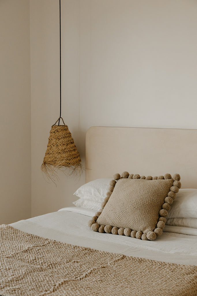 Classica Square Pom Pom Cushion | Sand