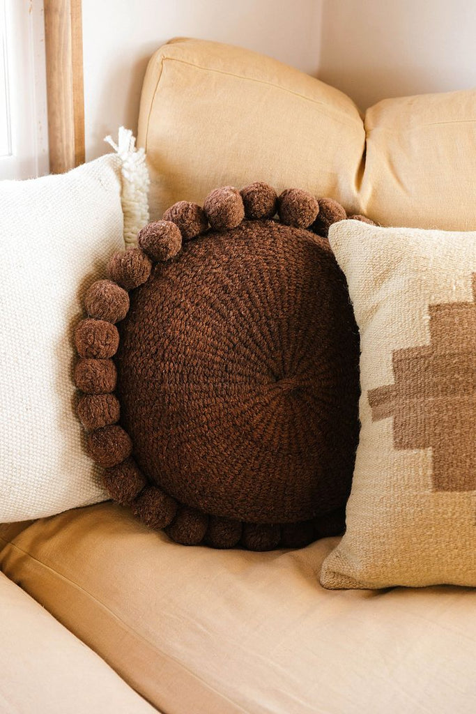 Classica Pom Pom Cushion Large | Rust
