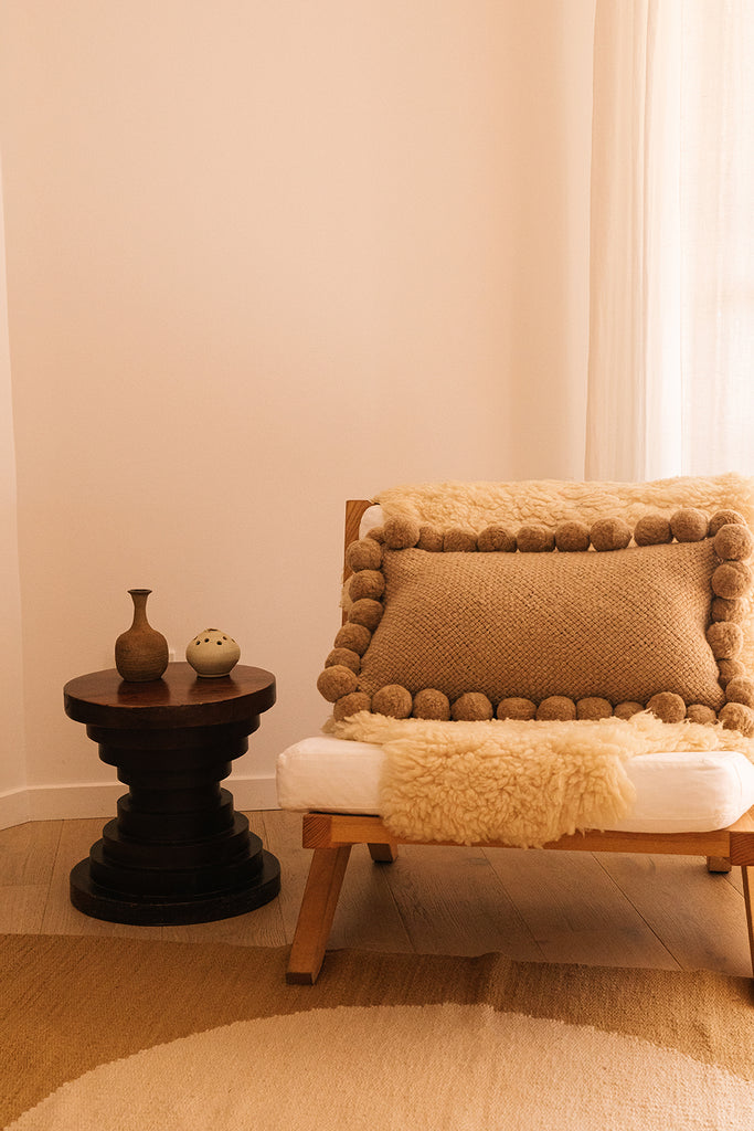 Classica Lumbar Pom Pom Cushion #2 | Sand