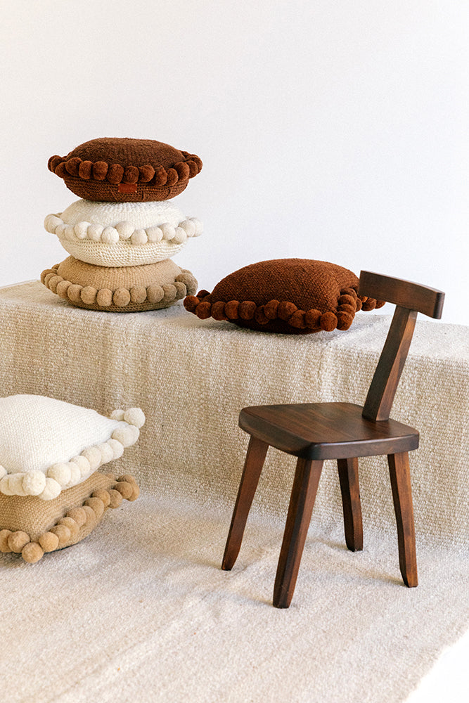 Classica Pom Pom Cushion Large | Rust