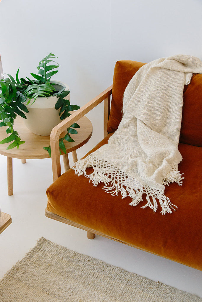 Small Puna Llama throw | Natural White