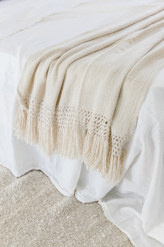 Small Puna Llama throw | Natural White
